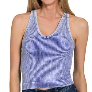 Zenana Outfitters Blue Striped Tank Top